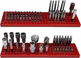 FREE ZONE Bit Organizer Set (Red) – 158-Hole Bit Storage – 1
